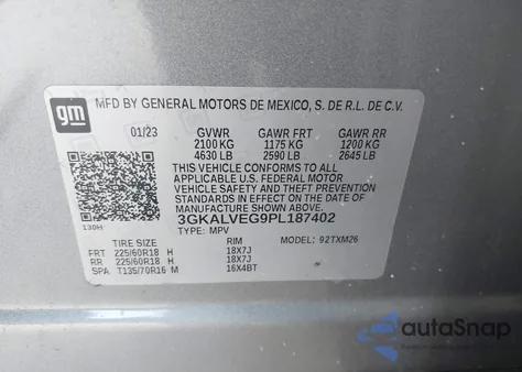 2023 GMC Terrain Awd Slt из США, поврежденный, VIN 3GKALVEG9PL187402